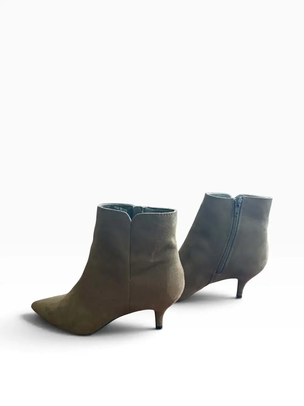 Faux Suede Kitten Heel Ankle Boots Size 8 Khaki